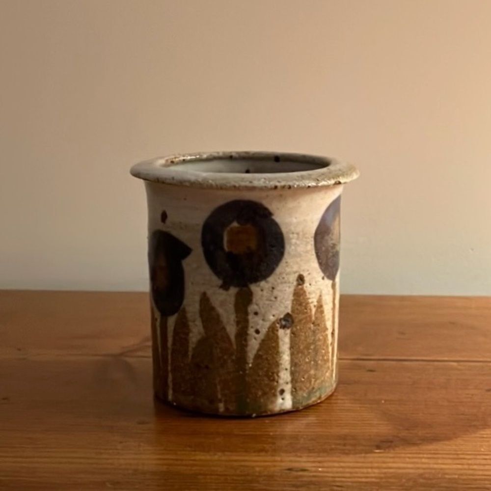 Stoneware Pottery Cup Vase Container - Picture 2 of 2